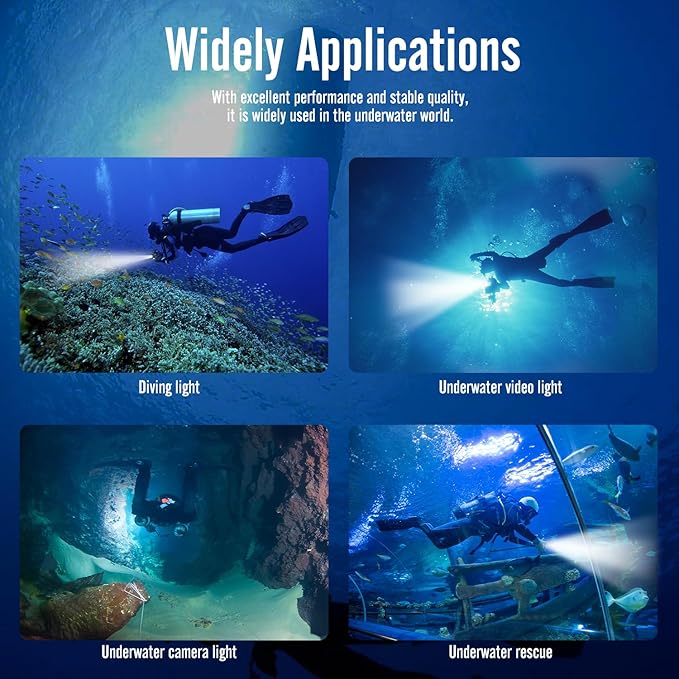 NSS60 Scuba Diving Light Underwater Video Light 6000 Lumen Waterproof Flashlight for 100m/330ft CRI=90 Underwater Photography,which Connected to Filters or Optical Snoot