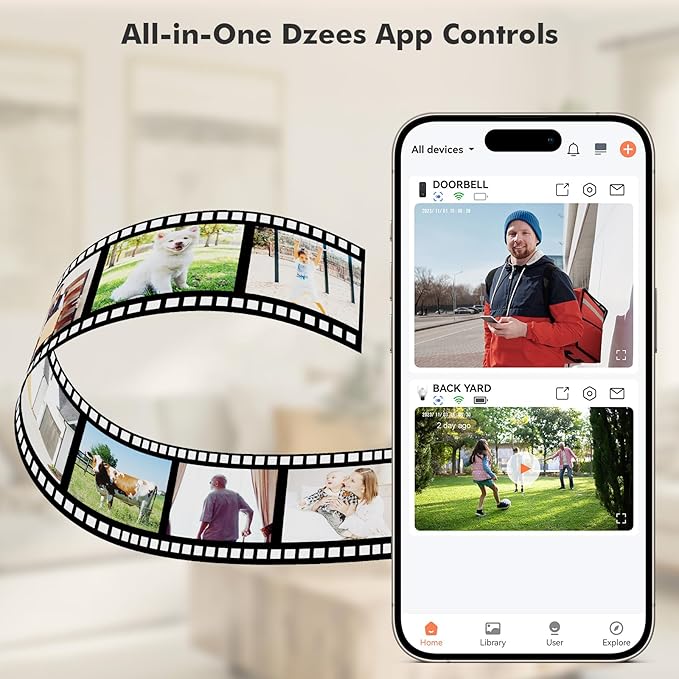 Dzees Wireless Security Camera Outdoor with Magnetic Mount, 4MP Battery Powered Security Cameras Wireless Outdoor for Home Security, AI Motion Detection/2-Way Talk/Color Night Vision/Ip66/Cloud-2-Pack