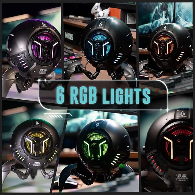 GravaStar Mars Pro Bluetooth Speaker, Deep Bass Loud Stereo Sound, 15H Playtime, 6 RGB Lights, Dual Pairing, Portable for Home, Outdoors, Party, Camping, Home, Gifts