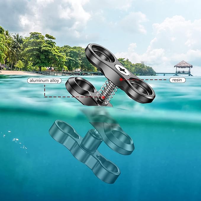 Seafrogs 1" Underwater Diving Camera Arm, Black Standard Underwater Ball Clamp for Underwater Photography Light System, Compatible with GoPro Action Camera and Flashlight Arms(CP-2)