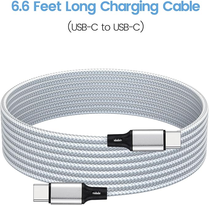 PD 65W USB C Super Fast Charger Compatible with Oculus Quest 3s, Quest 3 - Dual Port USB + Type C Adapter with 6.6ft C to C Charging Cable for Meta Quest 2 and Pico 4 Ultra VR Headsets