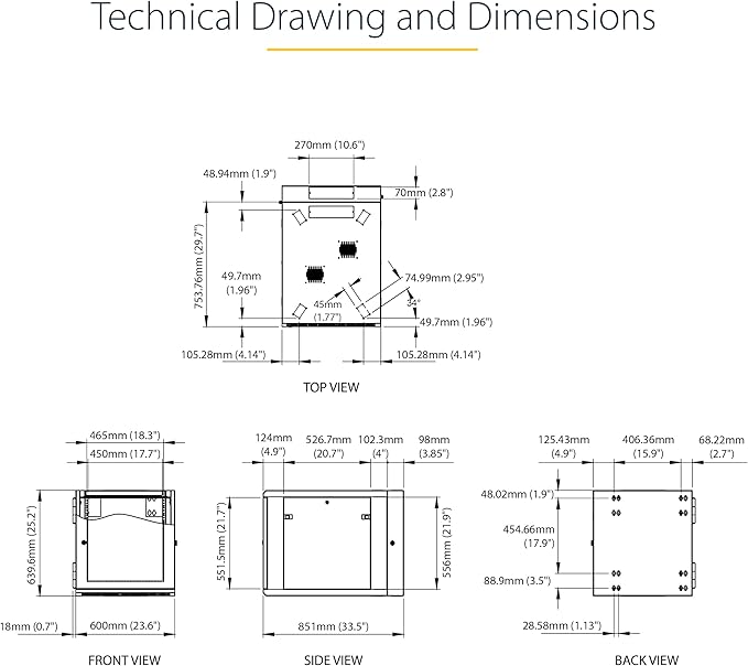 StarTech.com 4-Post 12U Wall Mount Network Cabinet w/ 1U Shelf, 19" Wall-Mounted Server Rack Kit for IT / Data Computer Equipment, Ships Fully Assembled