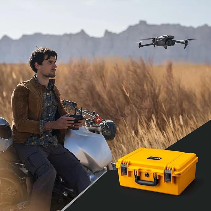 Lykus PVC1 Waterproof Hard Camera Case with Padded Dividers for Cameras, Lenses, Dual DJI Mavic/Air/Mini/Flip drones