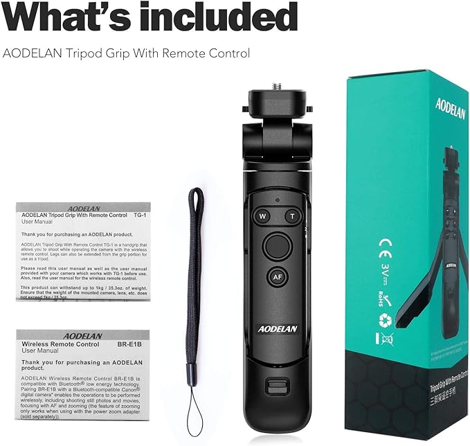 Wireless Shooting Grip and Tripod Camera Remote Control for Canon EOS Rebel SL2, SL3, 77D, R5, R6, T7i, M50, EOS RP, R, PowerShot SX70 HS, G7 X Mark III, G5 X, M6 Mark II