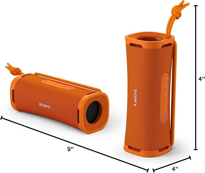 Sony ULT Field 1 Waterproof Portable Bluetooth Speaker, Enhanced Bass, 12h Battery, IP67 Rated Dustproof Shockproof Rustproof, Detachable Strap, SRSULT10D, Orange