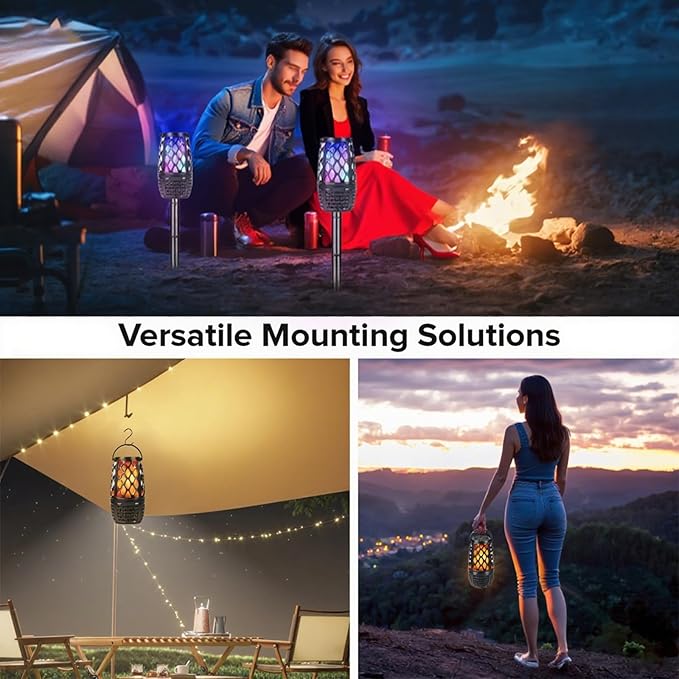 Upgraded Outdoor Speakers with Flame Light, Outdoor Bluetooth Speakers with Colorful LED, IPX6 Waterproof Gifts for Men, Auto-Sync Up to 100 Speaker, BT 5.3 HD Surround Sound, for Patio/Yard/Porch