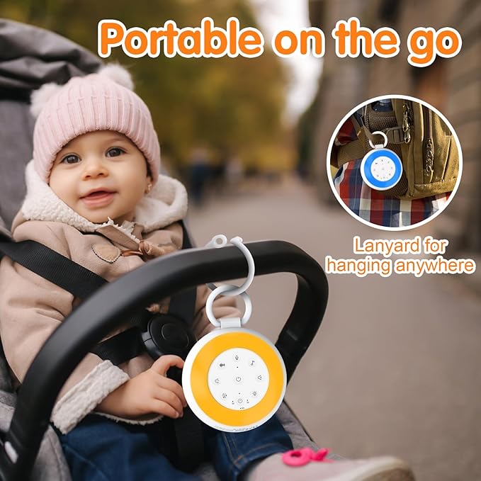 Portable White Noise Sound Machine for Baby, Kids, Adults Sleep - 24 Soothing Natural Sounds, 7 Color Night Light, Portable Wireless Bluetooth Speaker for Home, Travel, Nursery, Office