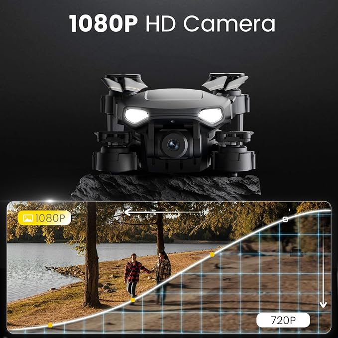 Drone with Camera for Kids Adults, WF11 1080P HD Mini Drones with FPV Transmission Foldable RC Quadcopters for Beginners, One-Key Start, Headless Mode, 360° Flip, 22 Mins Flight Time
