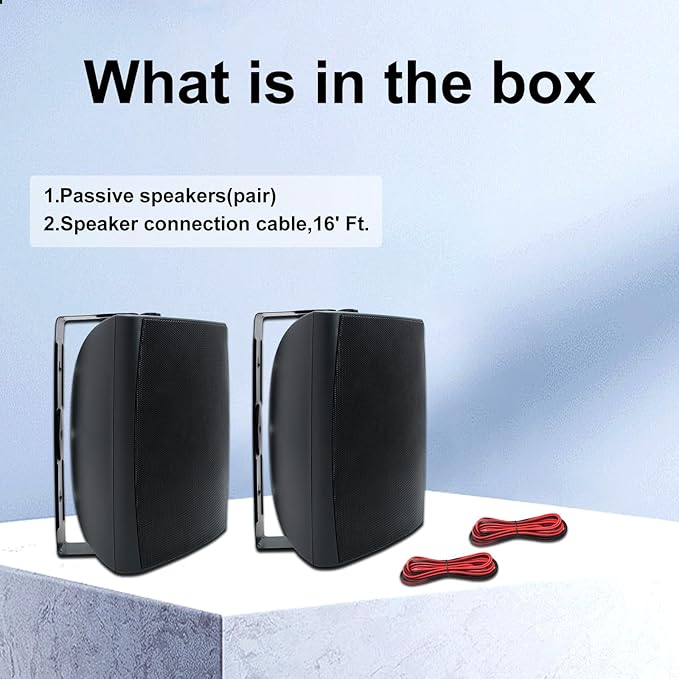 STUDIOFINIX 6.5 Inch 400W Outdoor Speakers Wired Waterproof Passive with Powerful Bass, Wall Mount Speakers for Patio Garden Poolside Home(Pair,Black)
