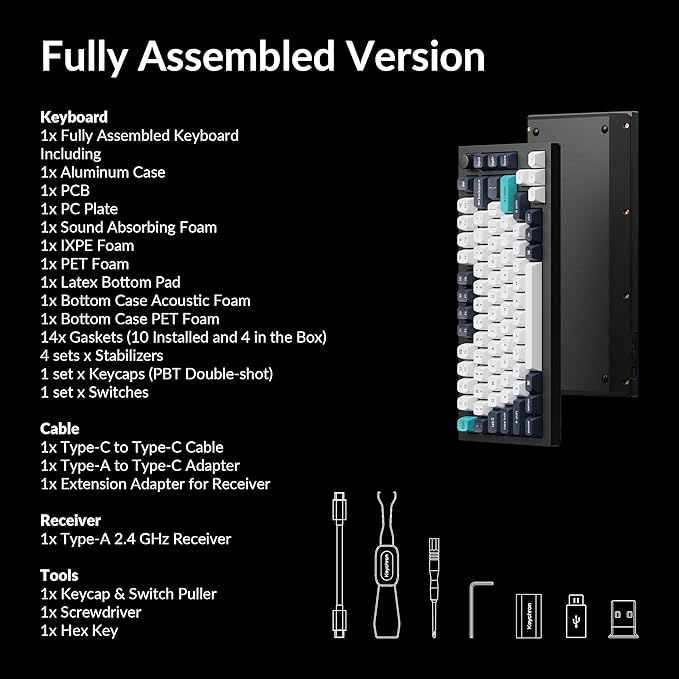 Keychron Q1 Max RGB QMK/VIA Custom Mechanical Keyboard, Hot-Swappable Full Metal Programmable Knob with Gateron Jupiter Banana Switch, 2.4 GHz/Bluetooth/Wired Gaming Keyboard for Mac Windows Linux