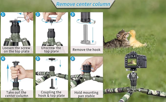 Carbon Fiber Tripod-RT75CG Super Professional Tripod Monopod Heavy Duty Compact Stand Support with 44mm/1.73in Low Gravity Center 360°Panoramic ballhead for Digital DSLR Camera, max Load 20kg/44lb