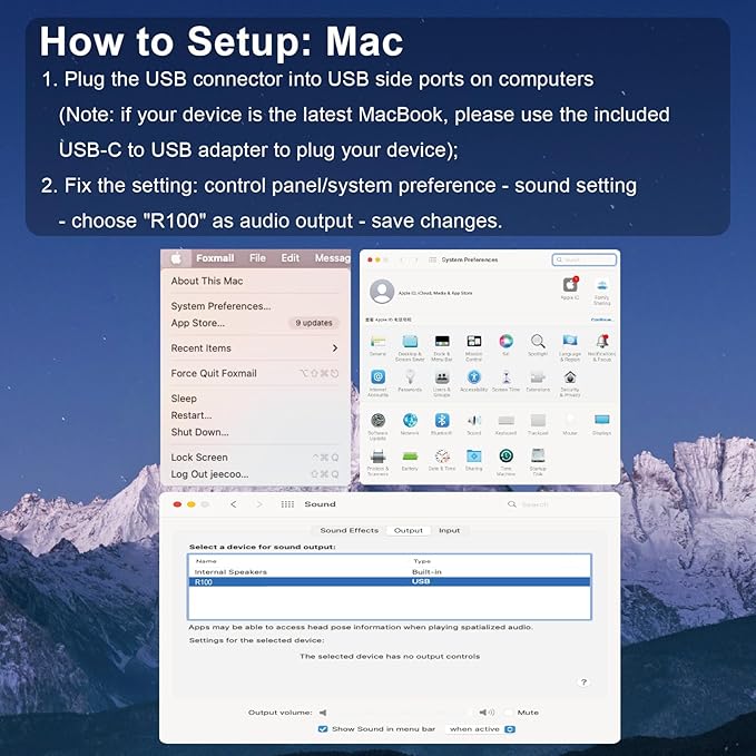 SOULION R100 Bluetooth Computer Speakers with Dynamic LED Light, USB Plug & Play PC Speakers with Switch Button, Clearly Sound Soundbar for Desktop Laptop Monitor White (USB-C to USB Adapter Included)
