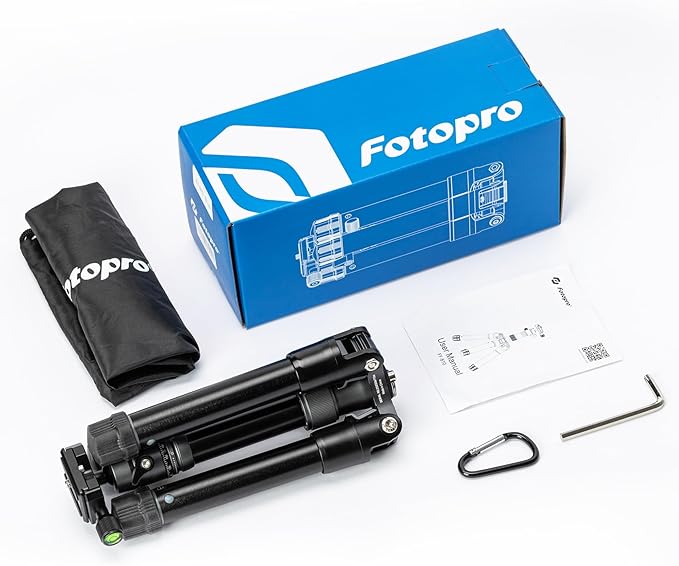 Fotopro Mini Tripod with Ball Head Phone Mount Detachable Selfie Stick Folded only 8.6" Max Load up to 6.6 lbs FY-810 Grey