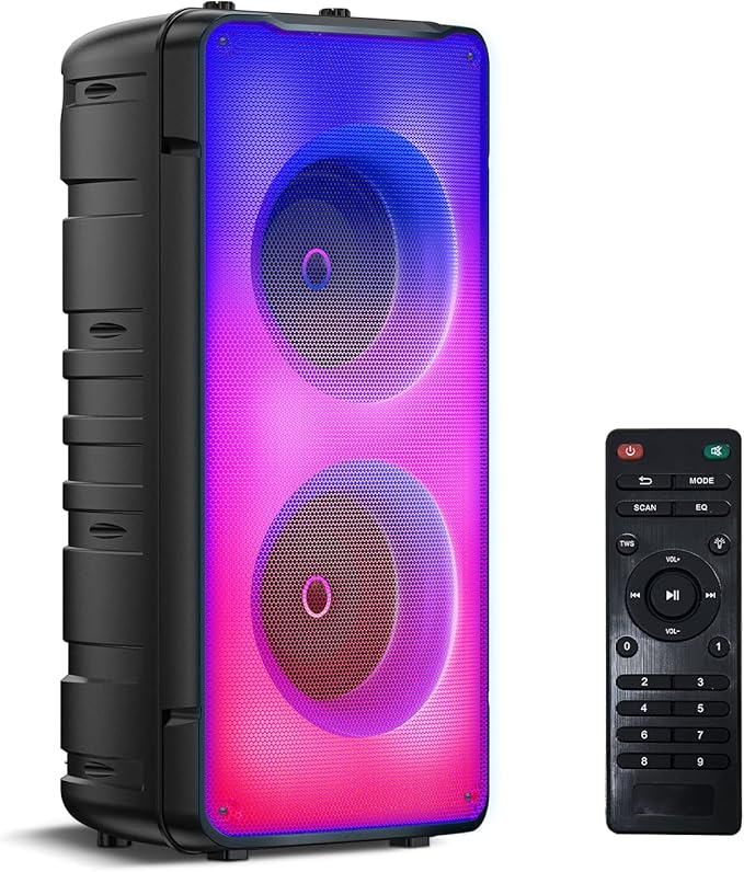 Bluetooth Speakers, 60W(80W Peak) Portable Loud Wireless Stereo Speaker with Rich Bass, Bluetooth 5.0, FM Radio, Colorful Light, TWS Pairing, EQ, 10000mAh Battery, Outdoor Speaker for Home Party Gift