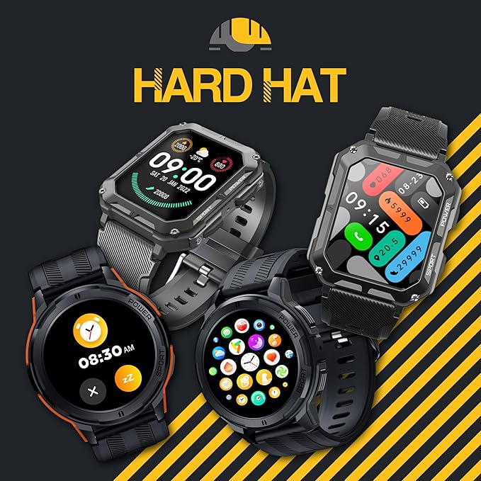 Hard Hat Smartwatch Screen Protector, Scratch Resistant, Impact Absorbing, Ultra-Clear, Touch Responsive, Easy Install, Fits Original Smart Watch for Men