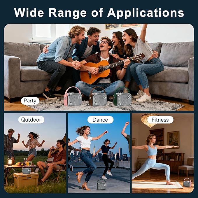 Portable Bluetooth Speaker 40W(60W Peak) Wireless Powerful Deep Bass Loud Stereo Sound Rechargeable Speakers with Subwoofer DSP HD Display Support USB/TF Card/AUX Input for Home Party Outdoor (Brown)