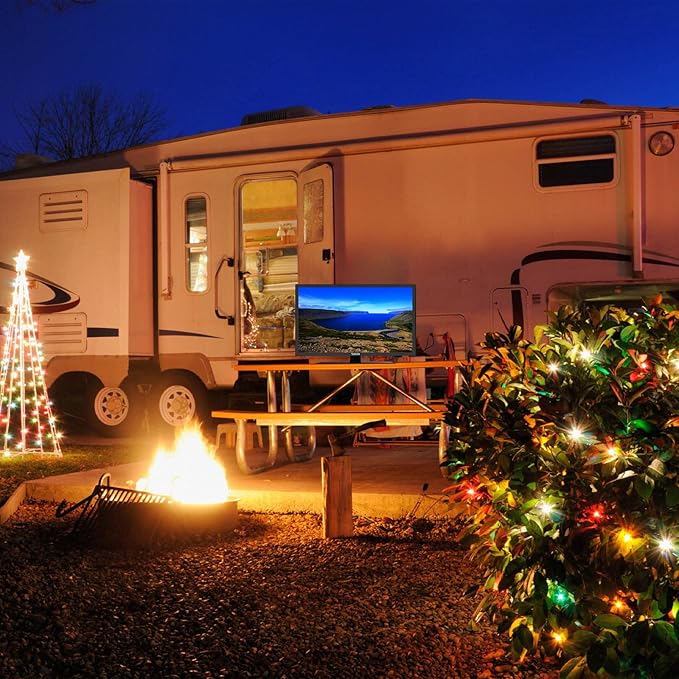 SYLVOX 24'' TV 12/24 Volt TV 1080P FHD, with Digital Video Disc Player FM Radio Base and Digital Noise Reduction, Suitable for RV Camper Kitchen Bedroom Boat