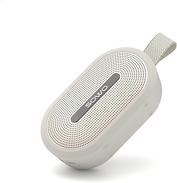 SOWO Wireless Portable Small Speaker, Ultra Magnetic Bluetooth Speaker for Golf Cart, Coverless IP67 Waterproof, 24 H Playtime, Pro Sound, Clip Hanging Design for Outdoor, Indoor - White