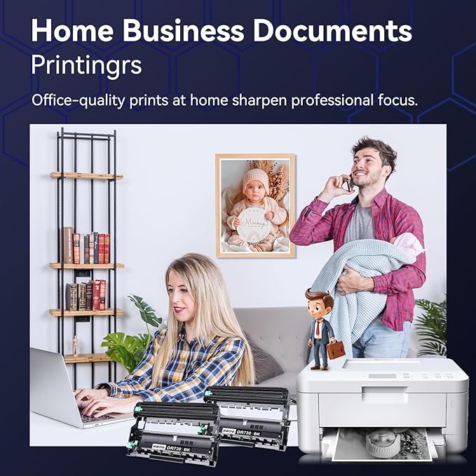 Compatible DR730 Drum Unit Replacement for Brother DR-730 TN760 Toner Compatible with MFC-L2710DW MFC-L2750DW HL-L2395DW HL-L2370DW HL-L2350DW HL-L2390DW DCP-L2550DW Printer (2 Pack, NOT Toner)