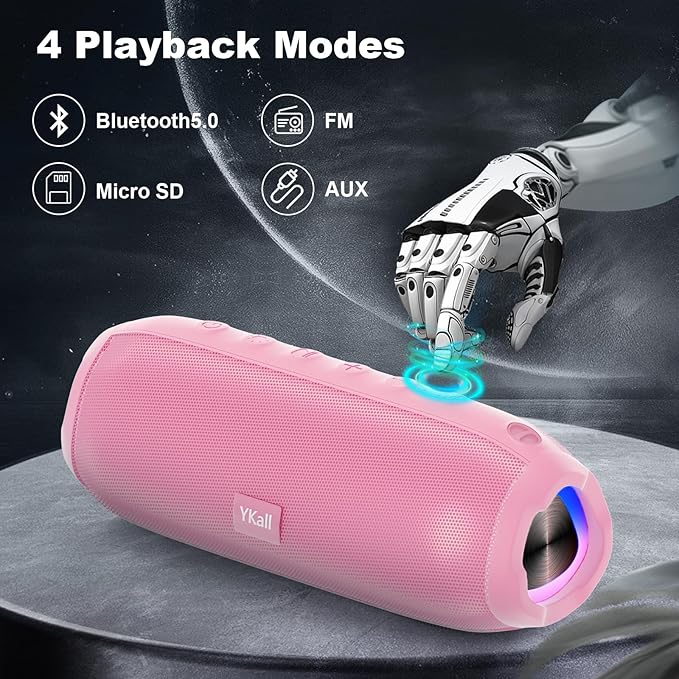 Bluetooth Speakers, Portable Bluetooth Speaker Wireless with 20W Loud Stereo Sound, TWS Pairing, IPX6 Waterproof Shower Speakers, 36H Playtime, RGB Light Speaker, Built-in Radio Mode