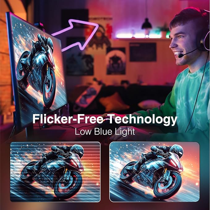 27inch 240Hz, Curved Gaming Monitor, FHD 1080p, VA Panel, 1ms Response Time Computer Monitor, Adaptive sync, 3-Sided Frameless, Ultra Slim, 99% sRGB, Bluelight Filter, HDMI & DP Ports,Black