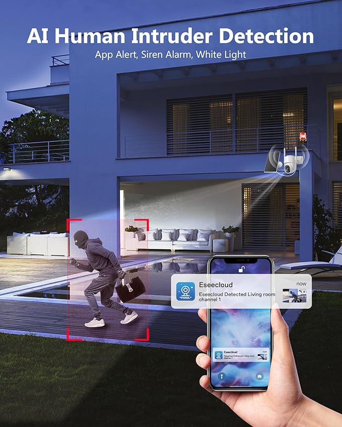 Solar Security Cameras Wireless Outdoor, 5G&2.4GHz WiFi Cameras for Home Security, 2K PTZ Battery Powered Outside Cam, 2 Way Talk, Color Night Vision, Human Detection for Porch/Garage/Yard, 2 Packs