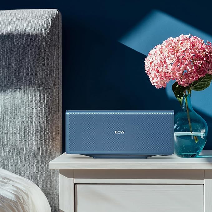 DOSS SoundBox Ultra Bluetooth Speaker with 2.1 Channel Audio, 80W Superior Sound with Deep Bass, Two DSP Technologies, 18H Playtime, BT 5.3, Wireless for Home, Office, Room-Blue