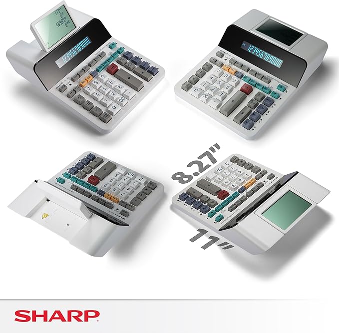 Sharp Paperless Printing Desk Calculator w/Check and Correct, Large 12-Digit LCD Primary Display, Printing Calculator/Adding Machine with Scrolling LCD Display Replacing Paper (EL-1901)