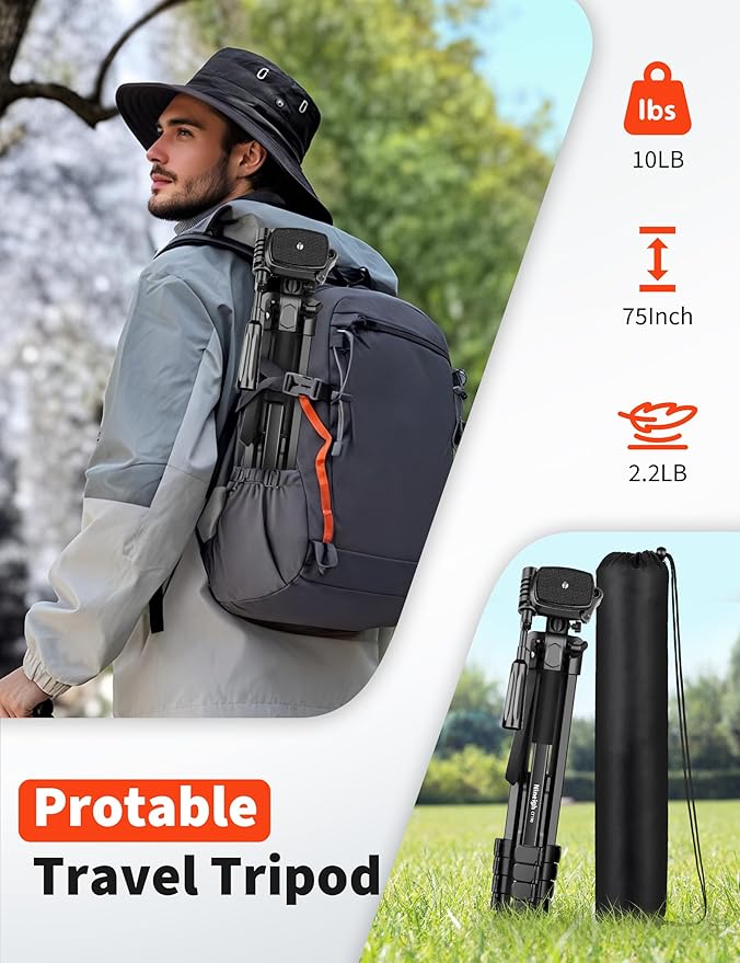 75" Phone Tripod Stand, Overhead Tripod for iPhone with Remote, Portable Horizontal Mount for Video, Live Streaming & Vlogging, Compatible with iPhone Camera