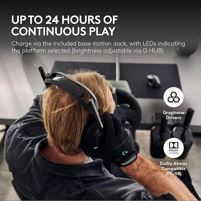 Logitech G Astro A50 X Omni-Platform Wireless Gaming Headset + Base Station for PS5, Xbox, PC: PLAYSYNC Video & Audio Switcher, HDMI 2.1 4K 120Hz VRR, <24 bit/48 kHz, 24hr Battery, 2.4GHz & BT - Black