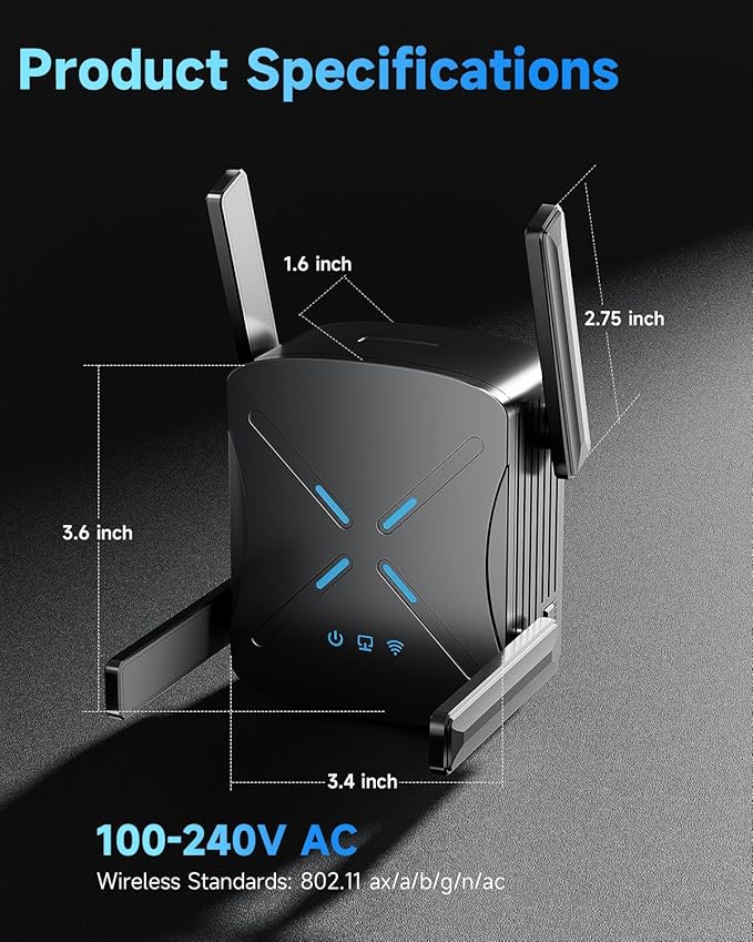 2025 WiFi Extender Signal Booster, New Gen Wi-Fi 6 Repeater, Covers Up to 12,000 sq.ft Range, Dual-Band Internet Booster with Gigabit Ethernet Port, Easy Setup, EasyMesh Compatible