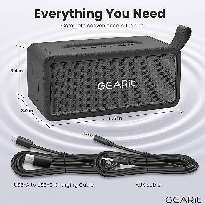 GEARit Portable Bluetooth Wireless Speakers - IPX6 Waterproof Speakers - 40W Loud Wireless Outdoor Speaker - AUX & TWS Pairing - Perfect for Gift, Home, Vacation