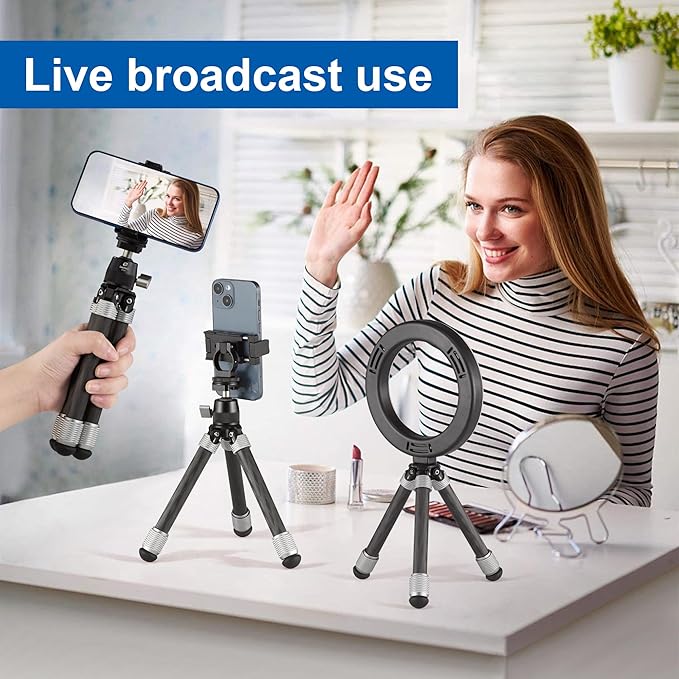 Carbon Fiber Small Tabletop Travel Tripod, Weight 108g/0.23lb, Maxload 5kg/11lb, Lightweight Tripod Stand, 1/4" Inch Screw, for Camera/Phone Holder/Projector/Live Stream Light (MT-02CL)