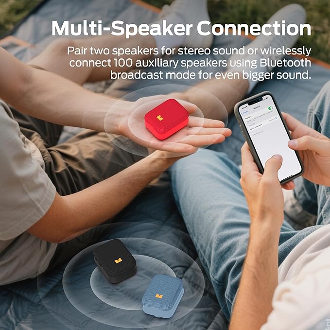 Monster Atomic Atom Wearable Bluetooth Speaker with Mics for Hands-Free Calls, IPX5 Waterproof, Compact and Portable Speaker for Workout, Cycling, Red