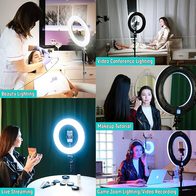 Weeylite 18 inch RGB Ring Light, App Control RGB Light Ring with Stand and Phone Holder/Remoter/Ipad Holder, Dimmable 2500Kā8500K CRI 95+ LED Circle Selfie Light for TikTok Selfie Liver Stream Makeup
