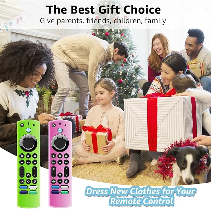 (2Pcs) OneBom Silicone Remote Case Glow in The Dark for Firetv 4K Max (2nd)/Insignia/Pioneer/Omni (QLED) Series with Lanyard, Lightweight Anti-Slip Shockproof(Glow Green&Glow Pink)