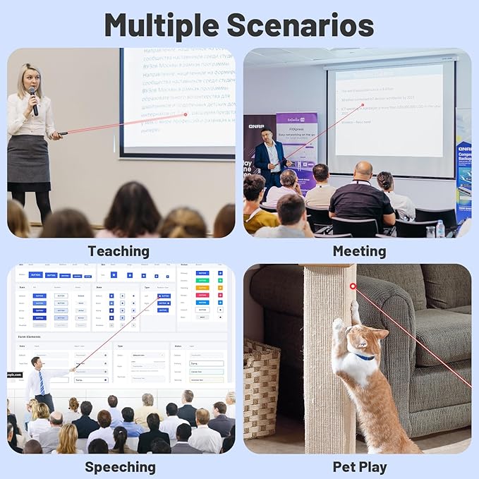 2-in-1 USB Type C Presentation Clicker with Red Light Pointer, Rechargeable Wireless Clicker for Powerpoint Presentations Support Hyperlink Volume Control, Presentation Remote for Mac Windows Keynote