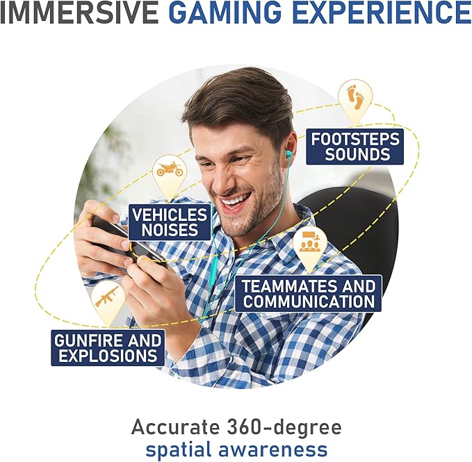 LUDOS OMNITONE Wired Earbuds in-Ear Headphones, 5 Years Warranty, Earphones with Microphone, 3.5 mm Jack Corded Ear Buds, Videoconference for iPhone, Samsung, Laptop, Kids, School Students - Turquoise