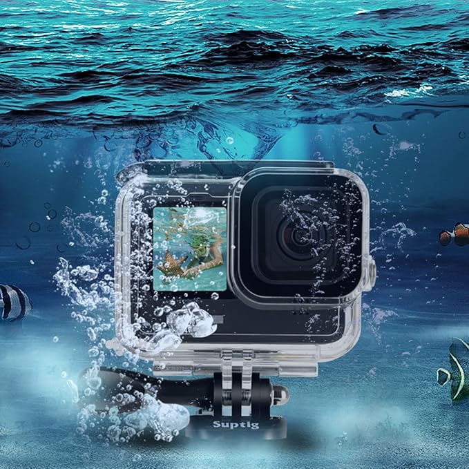 Suptig Waterproof Case Protective Housing Underwater Dive Housing for GoPro Hero 12/Hero 11/Hero 10/Hero 9 Black Waterproof 164F