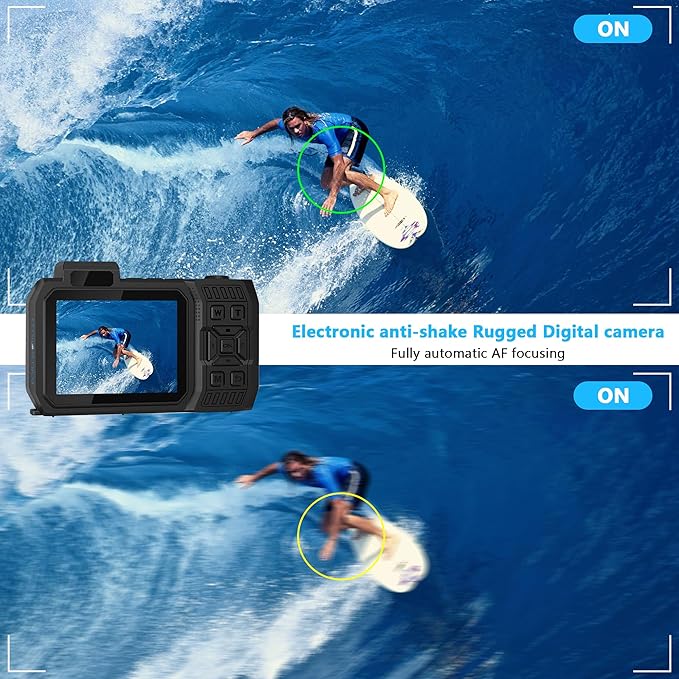 4K Waterproof Digital Camera Snorkeling: 65MP 33FT Compact Rugged Underwater Camera Dual-Screen with 18X Zoom 64GB Card & 2500 mAh Battery for Outdoor Scuba Diving Swimming Black
