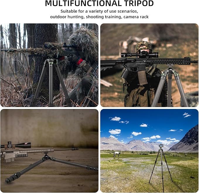 FANAUE Carbon Fiber Tripod with 360° Ball Head & Arca-Swiss Quick Release, Adjustable Legs, Max Load 44lb/20kg, for Hunting and Outdoors Photography