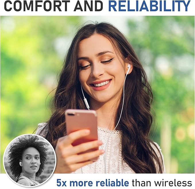 LUDOS ZENITH Wired Earbuds in-Ear Headphones, 2 Years Warranty, Earphones with Microphone, Corded for 3.5mm Jack Ear Buds for iPhone, Samsung, Computer, Laptop, Kids, School Students, Women, Small Ear