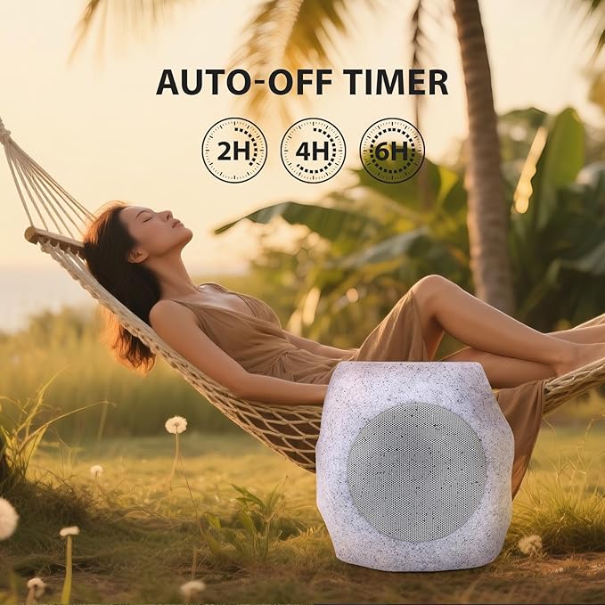 Outdoor Solar Rock Bluetooth Speakers with Colorful Lights, Deep Bass IPX4 Waterproof Speaker, Solar-Powered, TWS Paring, Perfect for Pool Garden and Outdoor Activities - Marble 2 Pack