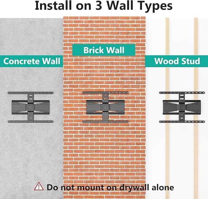 WALI Ultra Slim Full Motion TV Wall Mount Bracket for Most 43-90 Inch Flat Screen TVs, Swivel, Tilt & Extension TV Articulating Mount, Max Mounting Holes 600x400mm, Holds up to 132lbs(TTM-4), Black