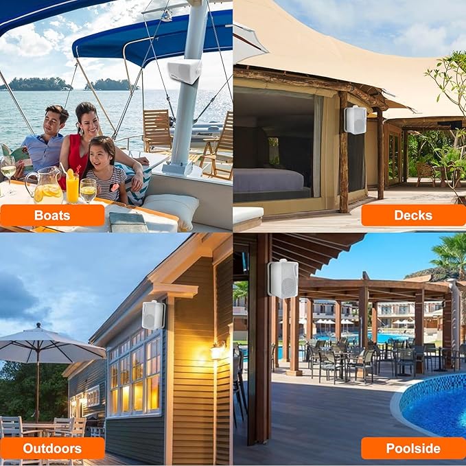 STUDIOFINIX 3.5 Inch Outdoor Bluetooth Speakers Waterproof Wired,3 Way 200W Upgrade Premium Wall Mount Speakers,Ideal use in Patio,Deck, Indoor Outdoor(White)