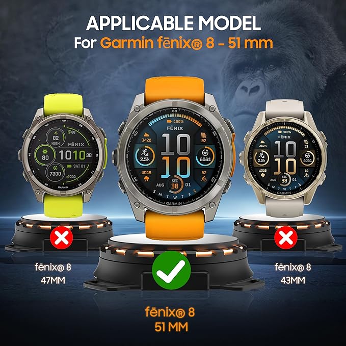 4 Pack Compatible with Garmin Fenix 8 51mm Tempered Glass Screen Protector,for Garmin Fenix 8 51mm Screen Protector Precise Fit,9H Hardness Scratch Resistance