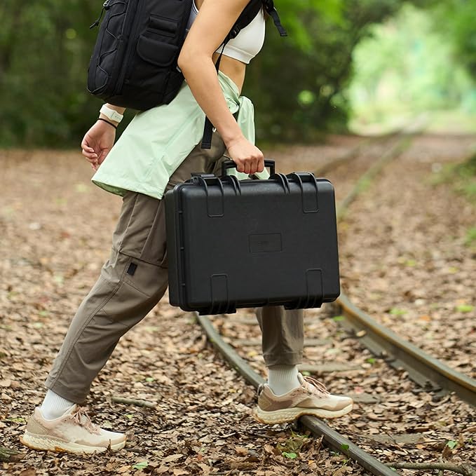 Amazon Basics Hard Camera Case, Medium, Black, Solid, 18"L x 14"W x 6"H