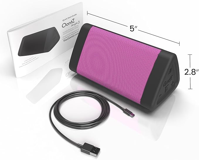 Oontz Upgraded Angle 3 Portable Bluetooth Speaker 5.0, 2 Pack - 10W Sound, 14-Hr Battery, 100ft Wireless Range, IPX5 Water-Resistant, Budget-Friendly Small Speaker for Travel, Outdoor or Home (Pink)