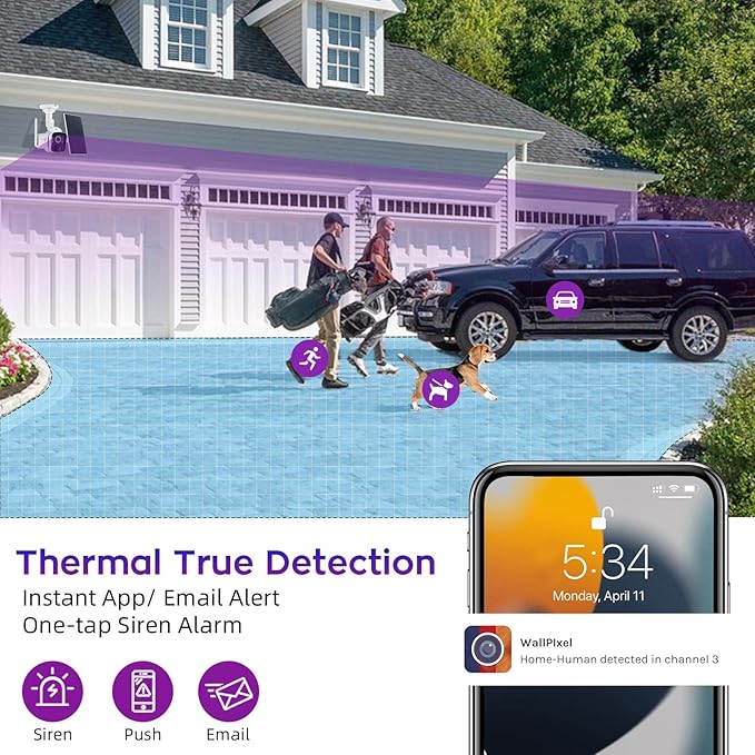 XMARTO 100% Wire-Free Solar PTZ Home Security Camera System Wireless, 4-Set 2K 4MP PTZ CCTV Camera Kit with 4K 10CH Expandable WiFi NVR + 4PCS 4MP Solar Battery WiF Cameras