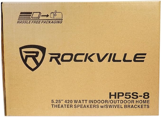 Rockville Pair HP5S-8 420W 5.25" Outdoor/Indoor Home Theater Speakers, 8 Ohm, IPX44 Water-Resistant, Swivel Brackets, High-Fidelity Sound, for Patio and Home Audio